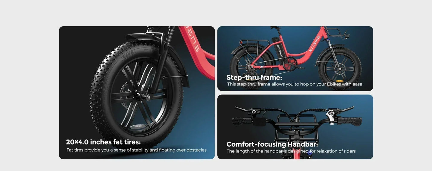 Electric Bicycle ENGWE L20 250W 48V 13AH Motor Battery 20*4.0inch Fat Tire Ebike 140km Mileage Adult Mountain City Electric Bike