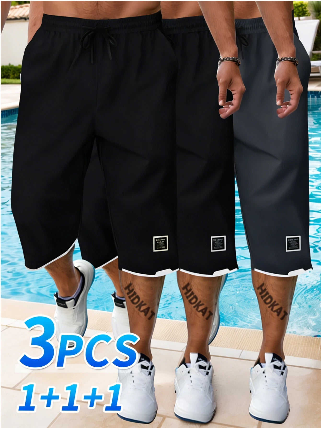 Summer Workwear Cargo Shorts 3-Pack Men's Fashionable Casual Sports Cropped Pants Drawstring Waist Clothing Basketball Short Man
