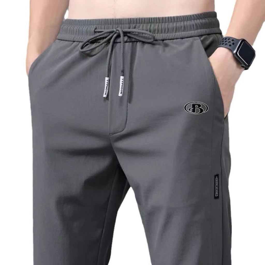 Summer men's ice silk quick drying casual pants slim fit Korean version ice silk pants sports pants straight tube quick drying p