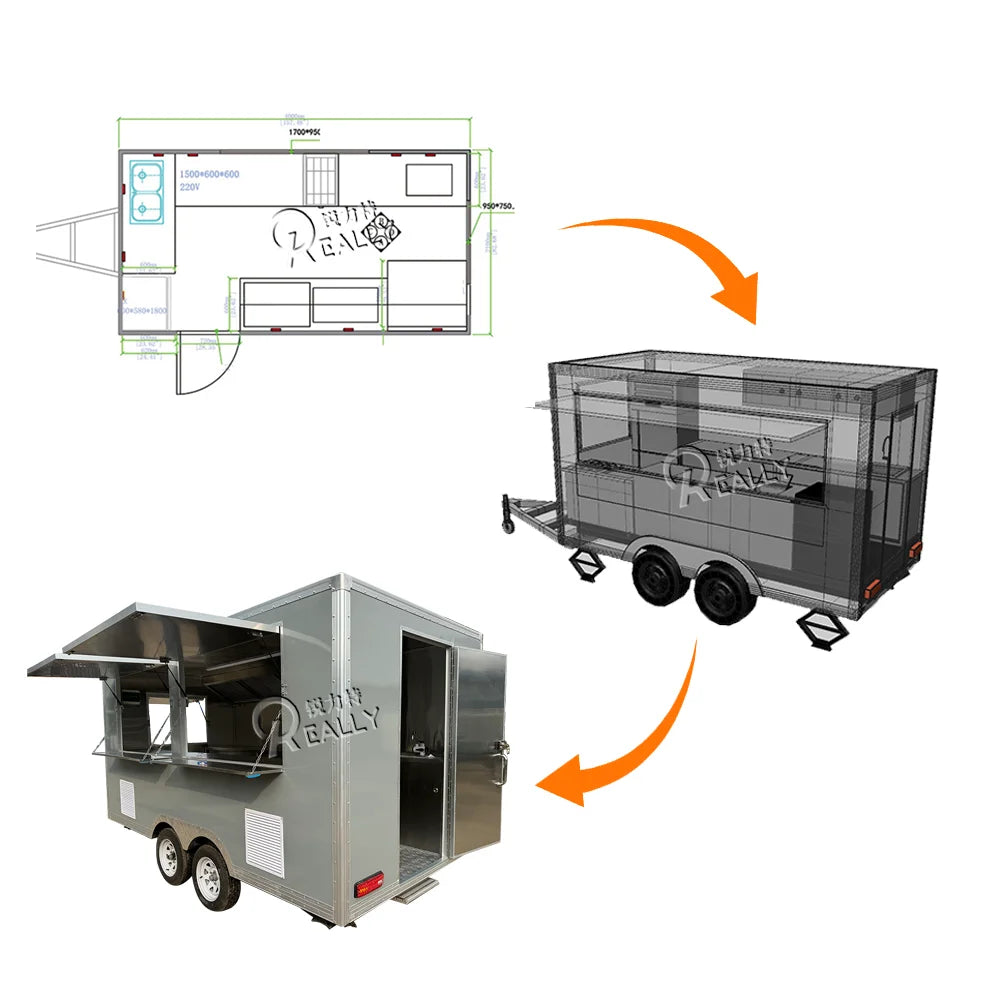 USA Standard Fast Food Truck Mobile Catering Trailer With DOT VIN Concession Food Trailer for Bubble Tea