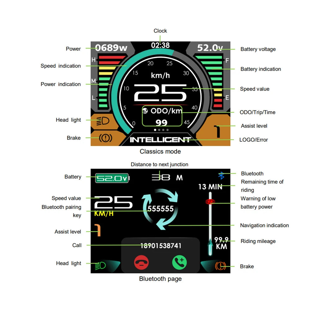 Electric Bicycle LCD 600C Bluetooth Display BF-UART Instrument 500C NEW Speed Applicable To Bafang Mid Hub Motor 36V 48V 52V