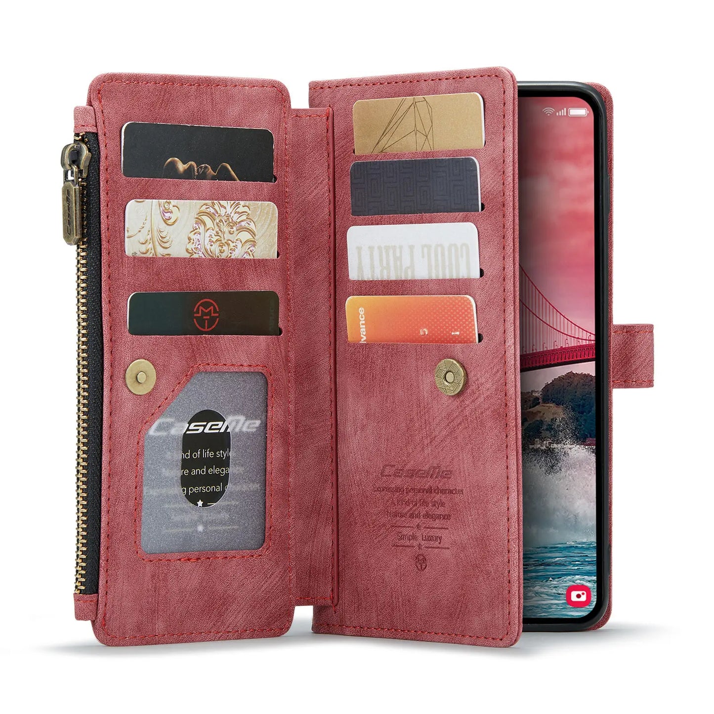for Samsung Galaxy A55 A35 A25 5G (2024) Wallet Case, Durable PU Leather Magnetic Flip Strap Wristlet Zipper Card Holder Cover
