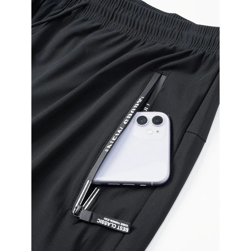 Man 3pc Men's Casual Sports Pants Ice Silk Breathable And Refreshing Elastic Quick-Drying Sports Pants Trousers Fishing Football