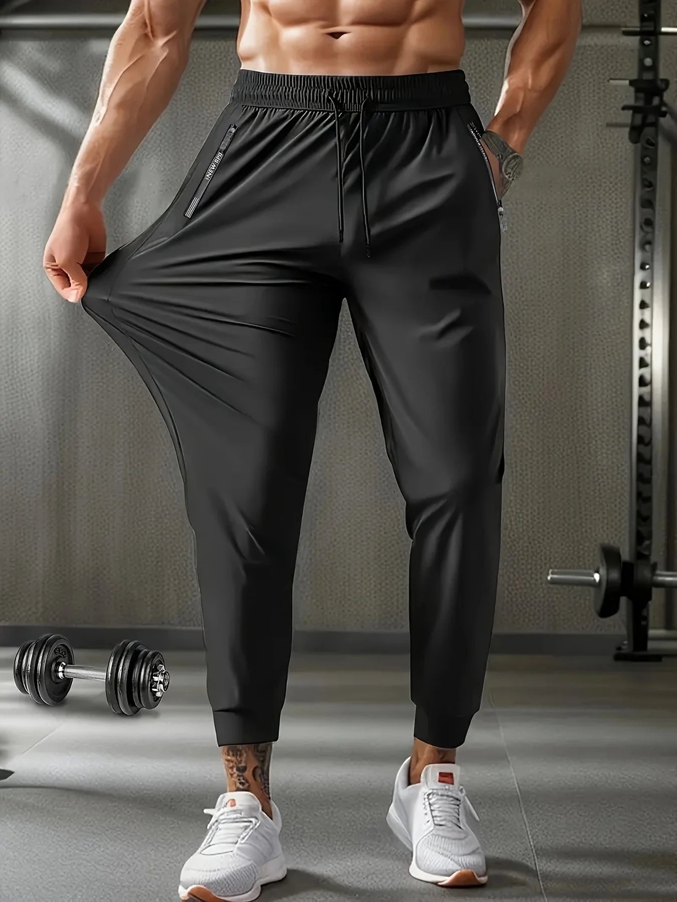 Breathable Plus Size Men's Casual Jogger Pants for Men Tracksuit Trousers Quick Dry Straight Elastic Waist Korean Classic Sport
