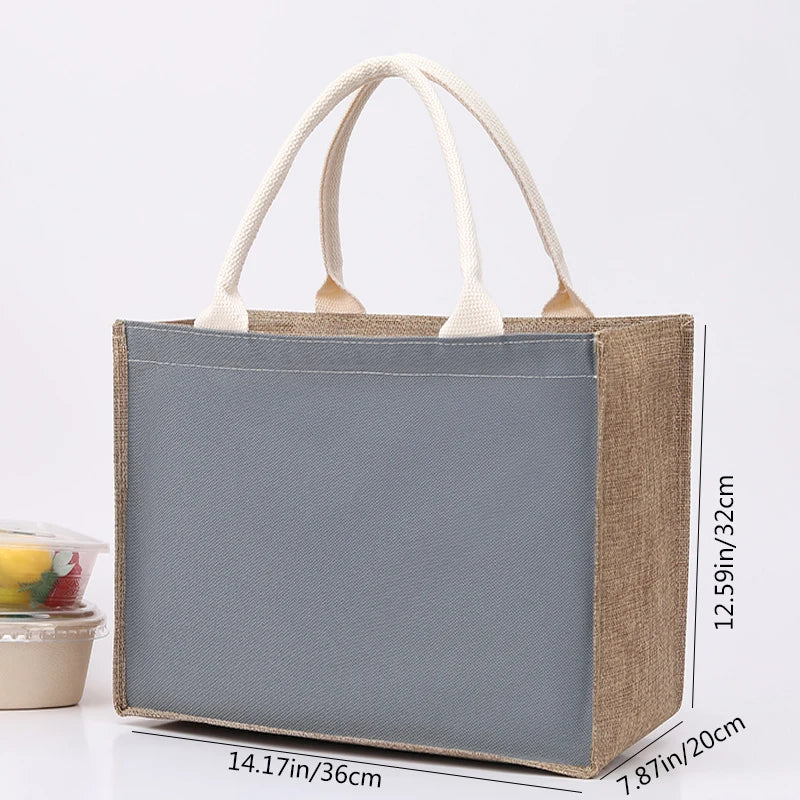 Blank DIY Painting Canvas Bags Hand Carrying Zipper Faux Linen Bags Solid Color Large Capacity Ladies Tote Shopping Bags