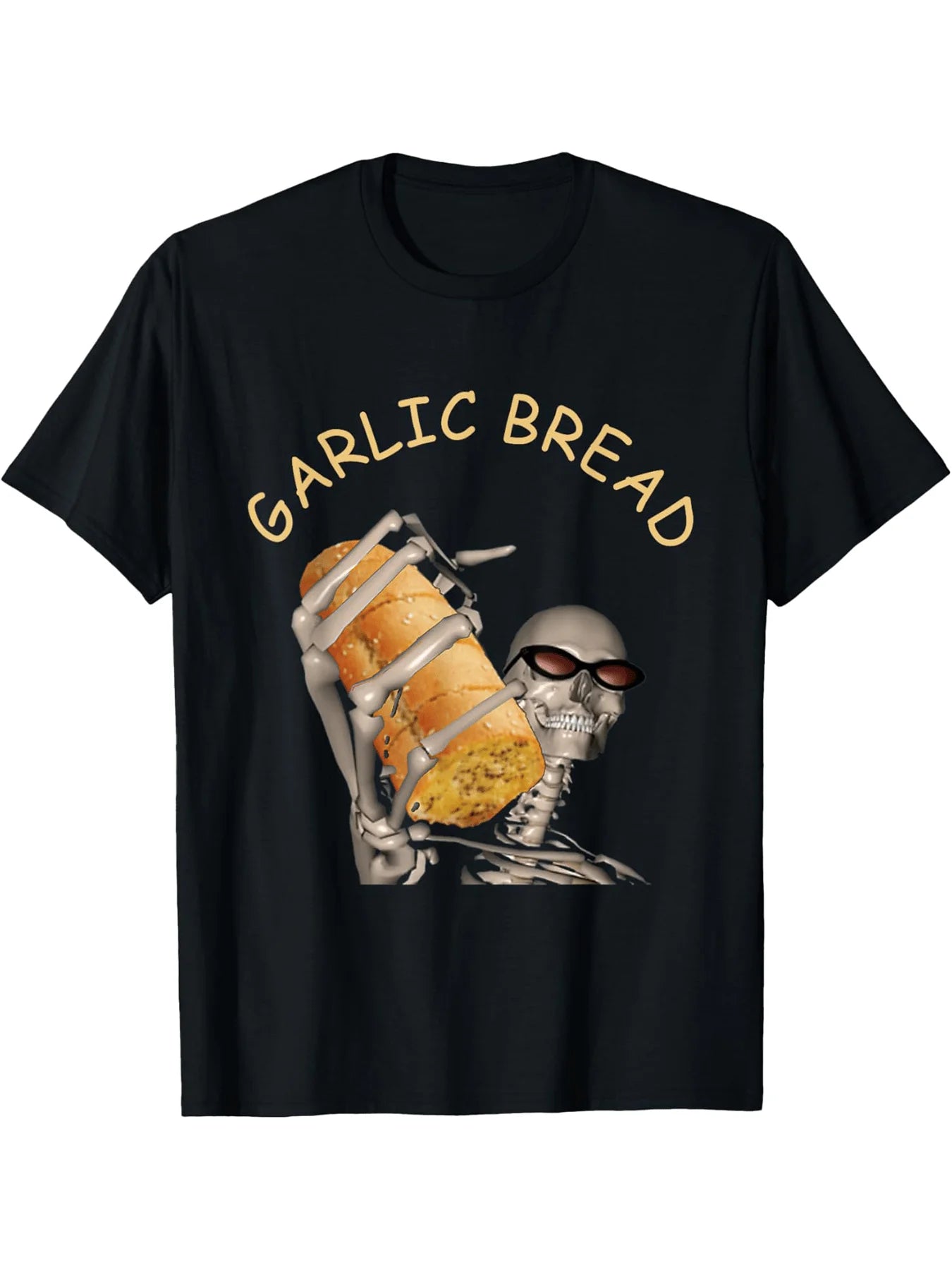 Garlic Bread Funny Cool Skeleton Meme T-Shirt Selected pure cotton interesting design DIY short sleeve t-shirt for men
