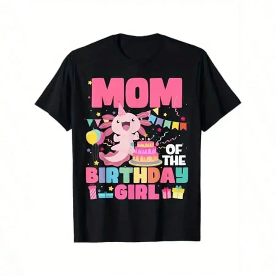 2024 Festive Axolotl Tee Mom Dad Family Graphic Crew Neck Premium Cotton for Halloween Thanksgiving Christmas Gifts