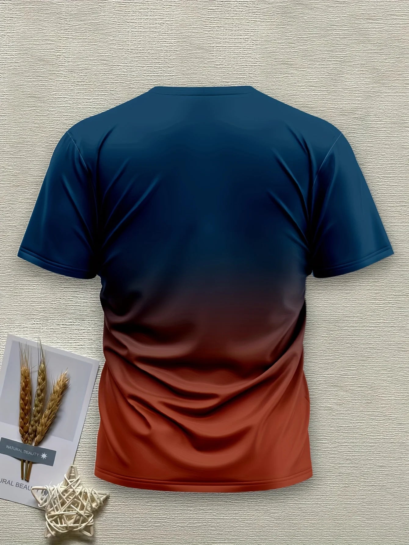 Men'S Customizable "Calvin" Gradient Print T-Shirt - Casual Crew Neck, Short Sleeve, Slight Stretch Fabric 100%polyster
