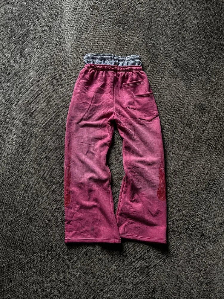 High Street Trendy Pants High Street Ins Trendy Brand Men's and Women's Loose Straight Tube Embroidered Printed Casual Pants