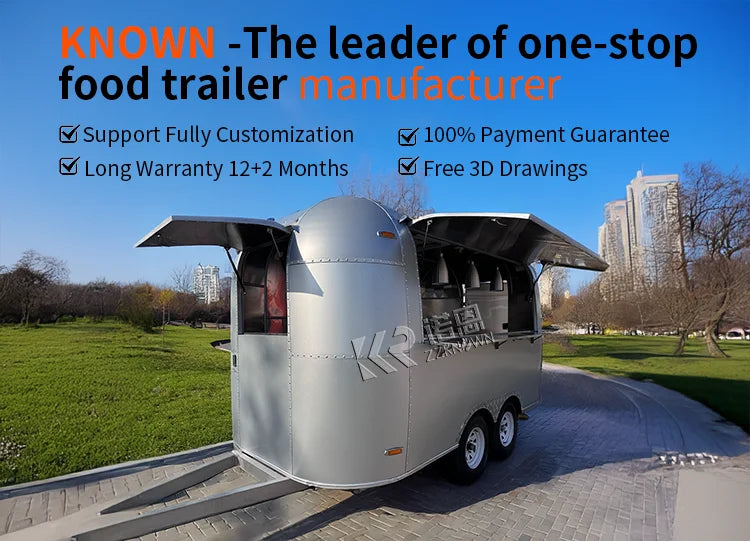 United State Food Truck with Full Kitchen Concession Bbq Food Trailer with Porch Fully Equipped Custom Food Truck