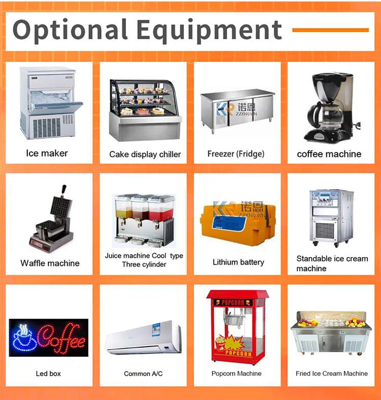 Burger Coffee Van Food Kiosk Cart Street Ice Cream Cart Food Truck Taco Pizza Foodtruck Mobile Hot Dog Concession Trailer