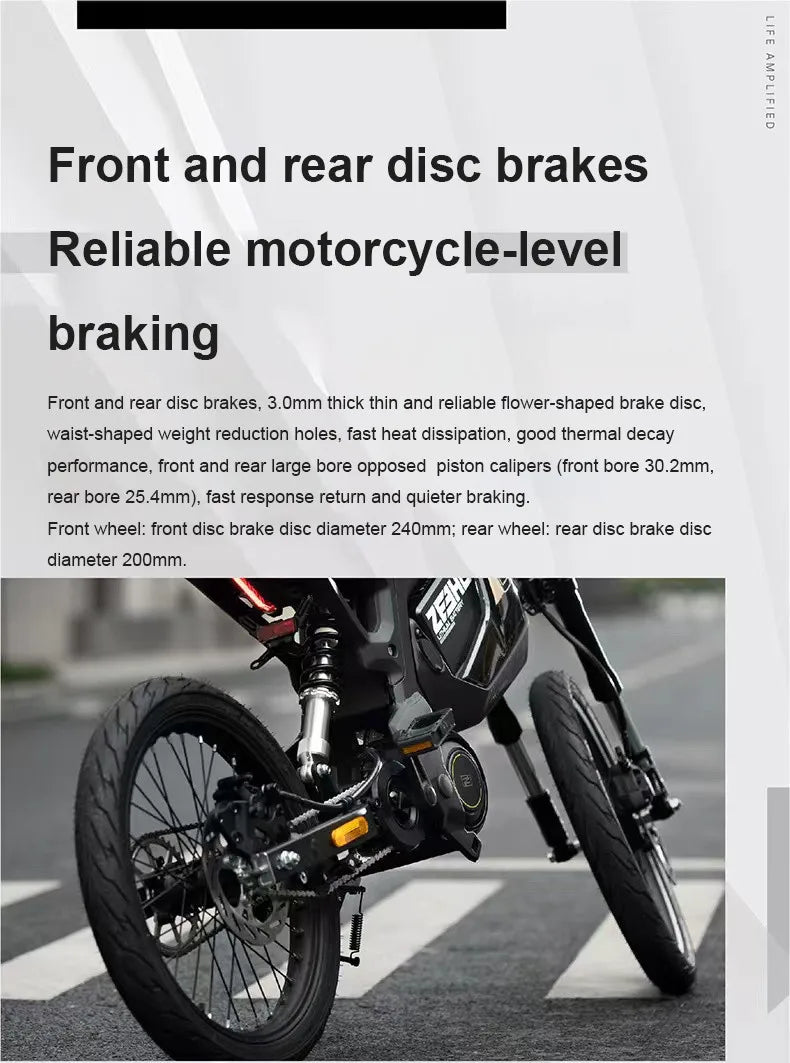 17" urban e-bike e-scooter 50km/h CITY  electric bicycle mid-motor mobility excursions Soft tail electric motorcycle smart ebike