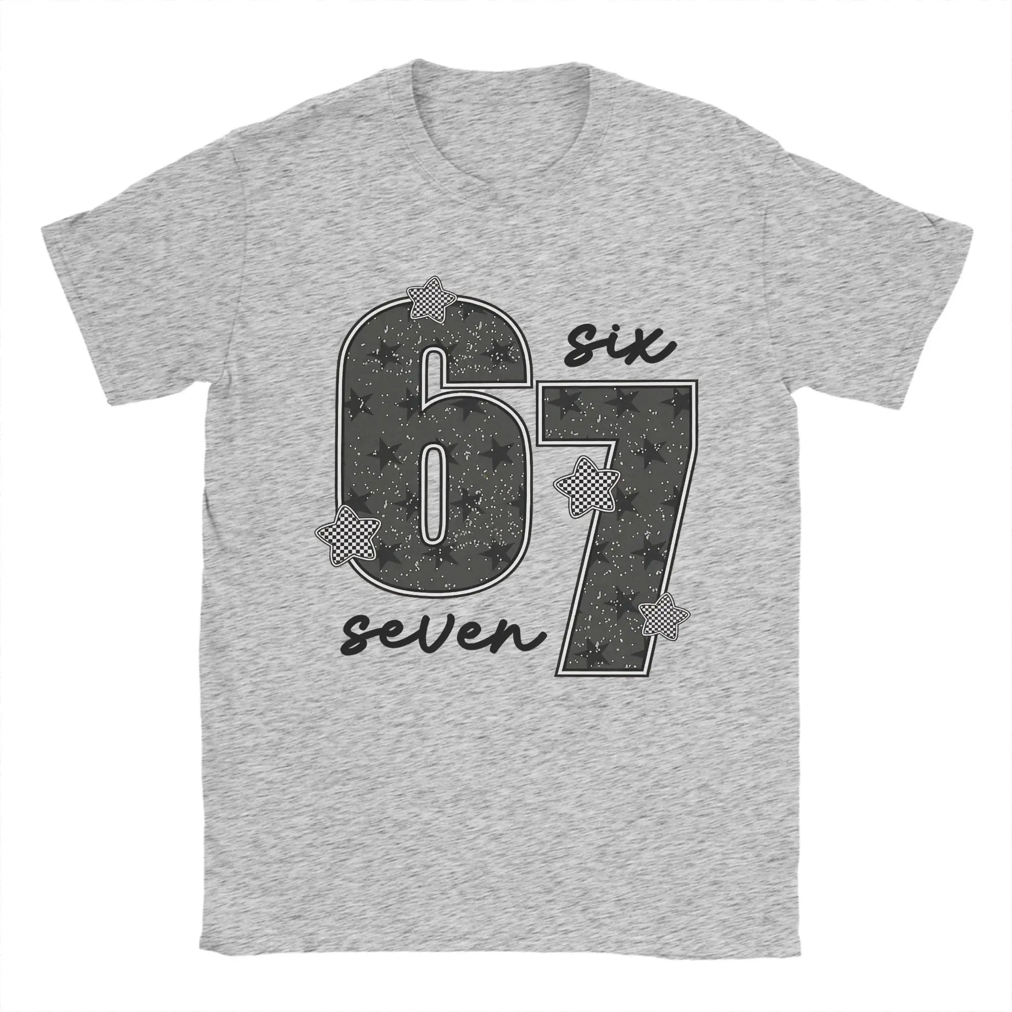 Funny Aura Energy at 67 Six Seven Genz Meme Slang T Shirt Men's Cotton Tops Retro  O-neck Short Sleeve