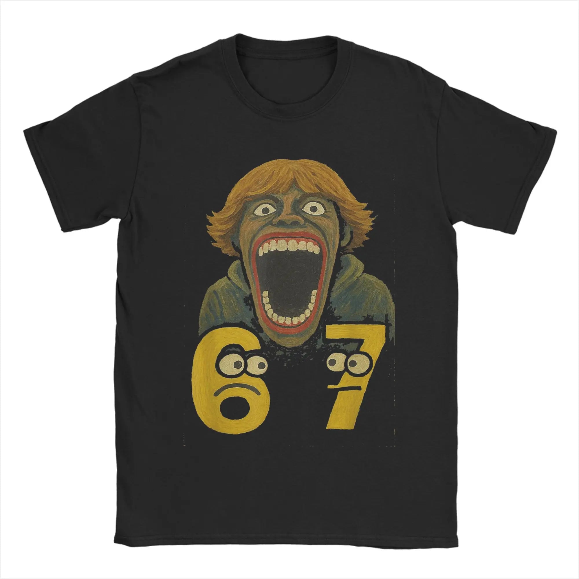 Funny Aura Energy at 67 Six Seven Genz Meme Slang T Shirt Men's Cotton Tops Retro  O-neck Short Sleeve