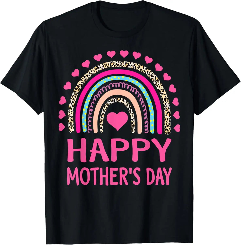 Happy Mother's Day 2025 Tshirt for Women Mom Grandma Rainbow T-Shirt100%cotton