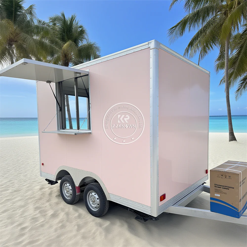 Street Mobile Fast Food Trailer Cart Fully Equipped Concession Snack Pizza BBQ Cart Food Truck With Full Kitchen For Sale