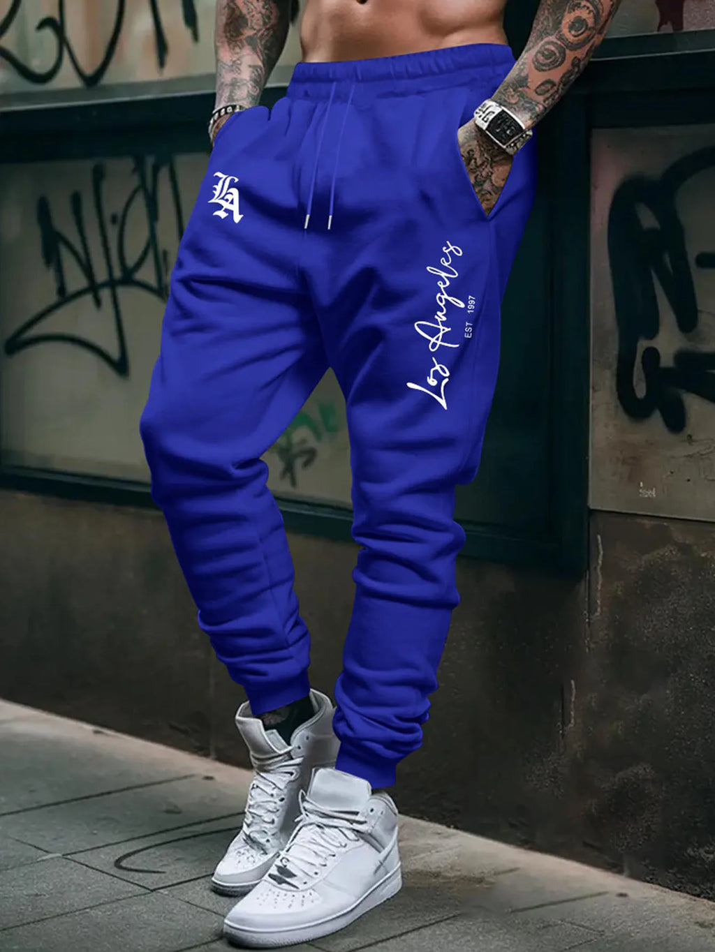 Men's Trendy Letter Graphic Fleece Sweatpants 2026 New Style High Quality Casual Long Trousers mens pants