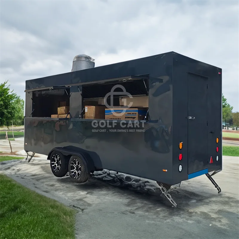 United State Food  Truck with Full Kitchen Concession Bbq Food Trailer with Porch Fully Equipped Custom Food Truck