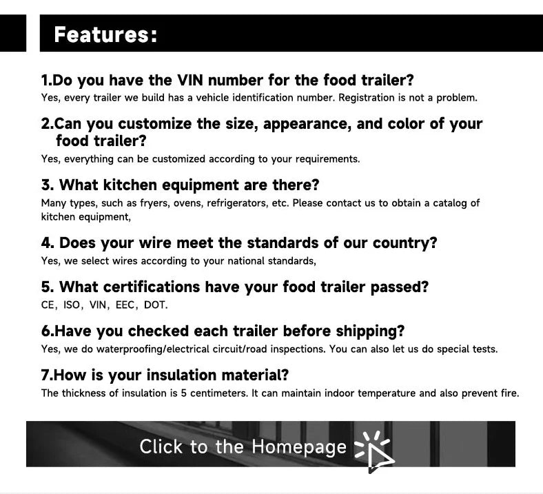 Street Sale use BBQ Food trailer Factory Mobile Pizza Food Truck stainless steel Outdoor Mobile Food Trailer