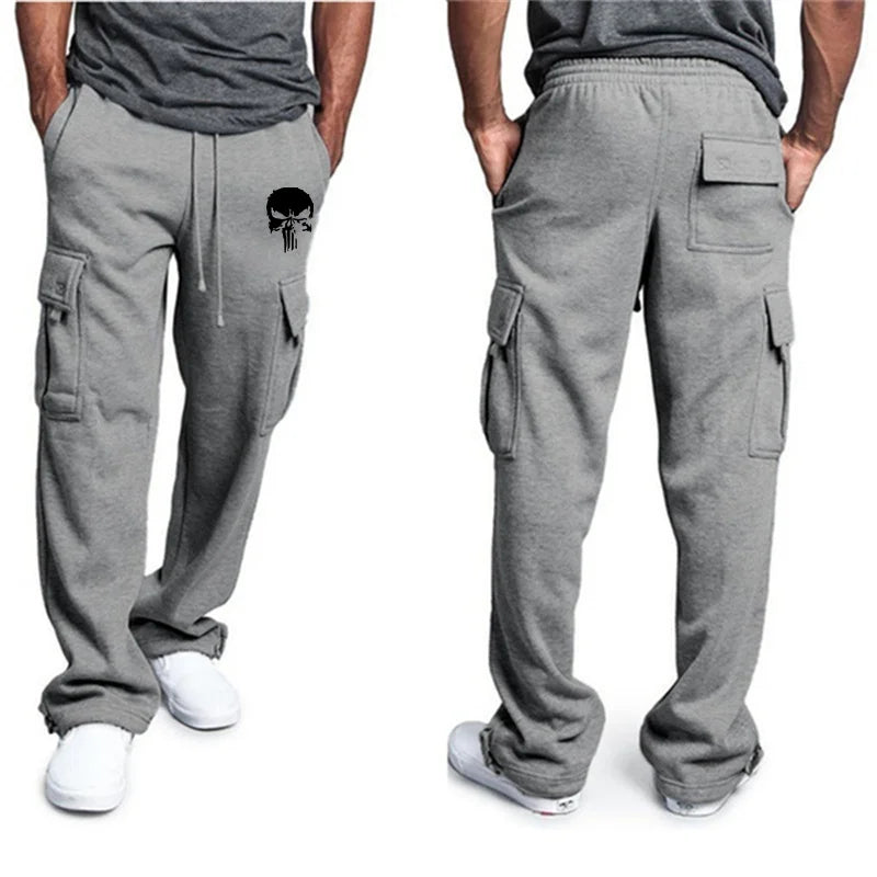New casual pants men's loose straight large size clothing multi-function work pants black jogging pants casual men's pants