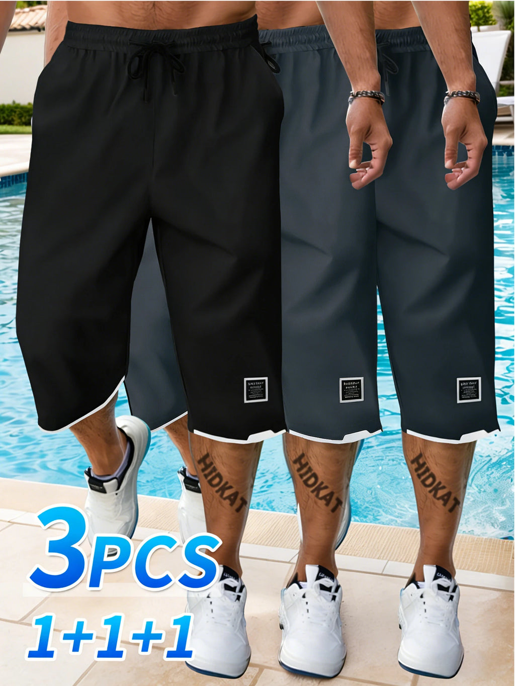 Summer Workwear Cargo Shorts 3-Pack Men's Fashionable Casual Sports Cropped Pants Drawstring Waist Clothing Basketball Short Man