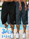 Summer Workwear Cargo Shorts 3-Pack Men's Fashionable Casual Sports Cropped Pants Drawstring Waist Clothing Basketball Short Man
