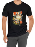 Cartoon Rabbit Print Comfy Cotton T-shirt, Men'S Casual Street Style Stretch Round Neck Tee Shirt For Summer