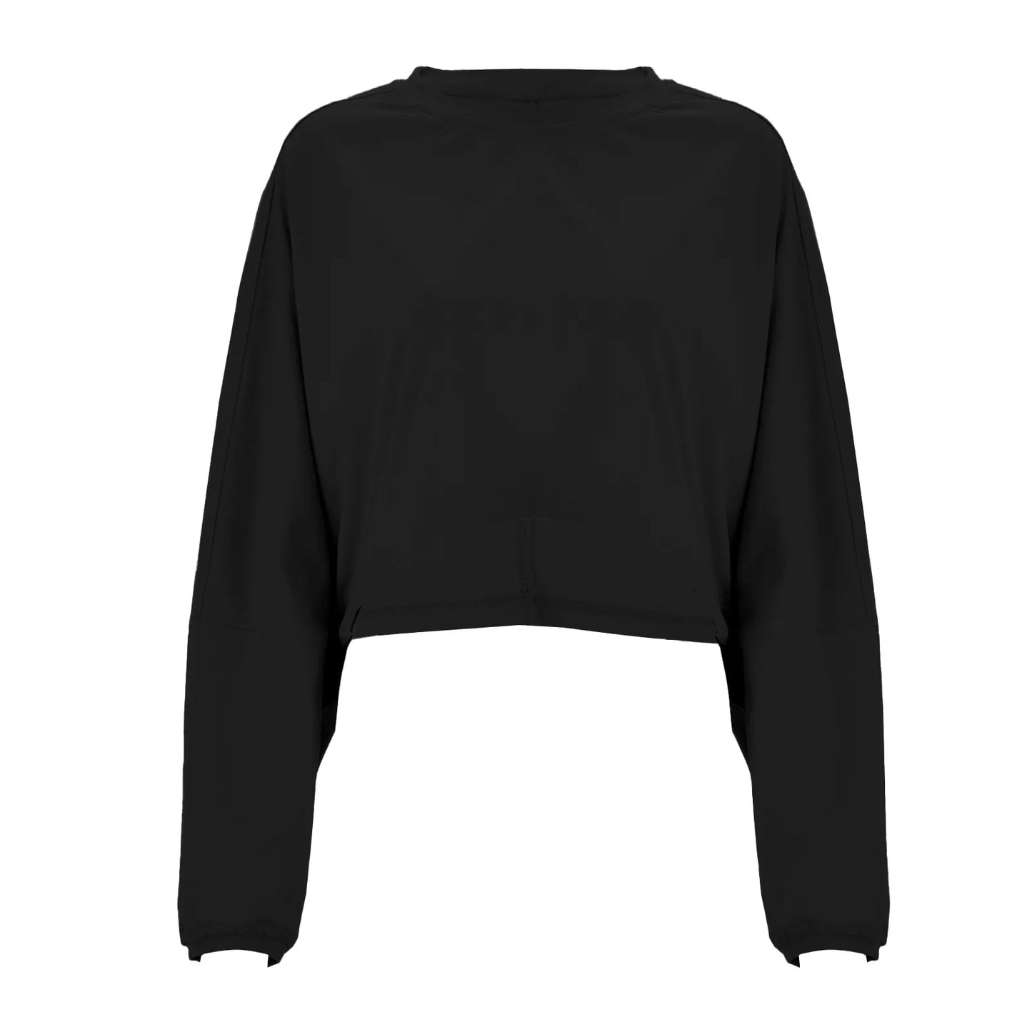 New Fashion Cropped Top Women'S Crew Neck Loose Short Sport Base T Shirt Long Sleeve Plus Size Blouse Womens Streetwear Fitted