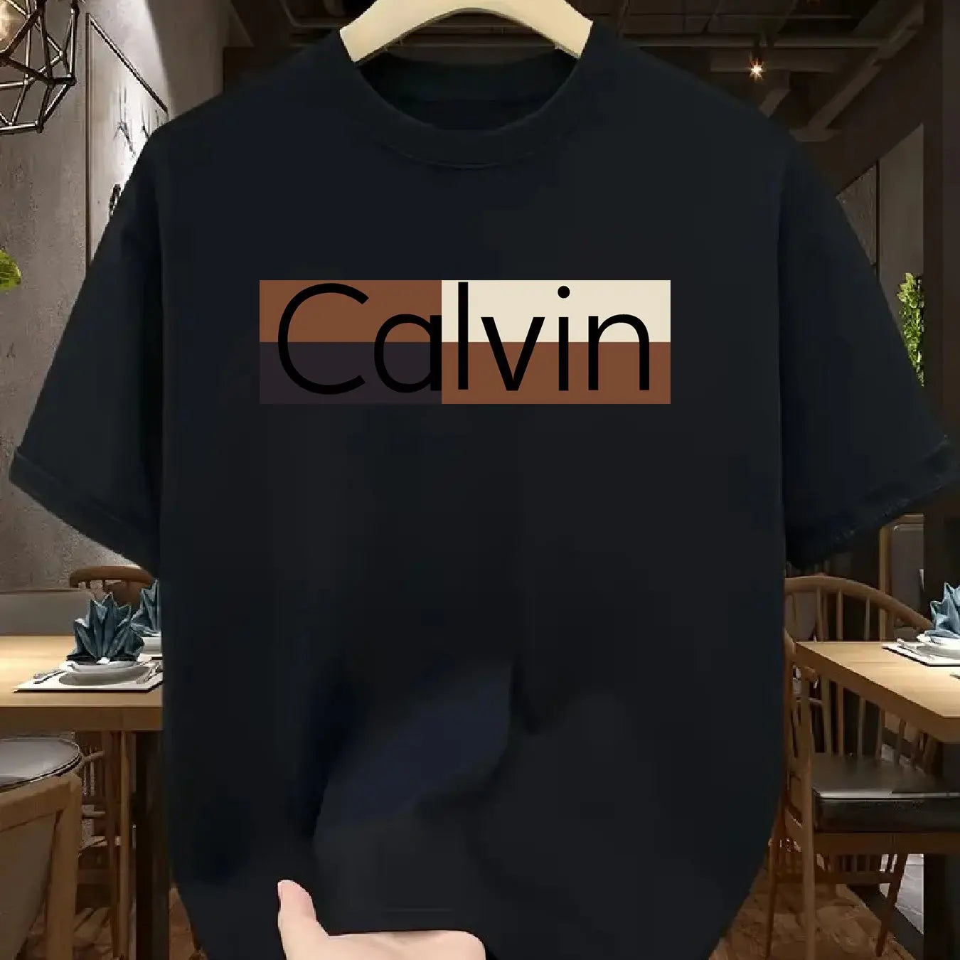 Men's Calvin Printed Cotton T-Shirt - 100% Pure Cotton Summer Tee  Loose Fit Round Neck Casual Sports Top