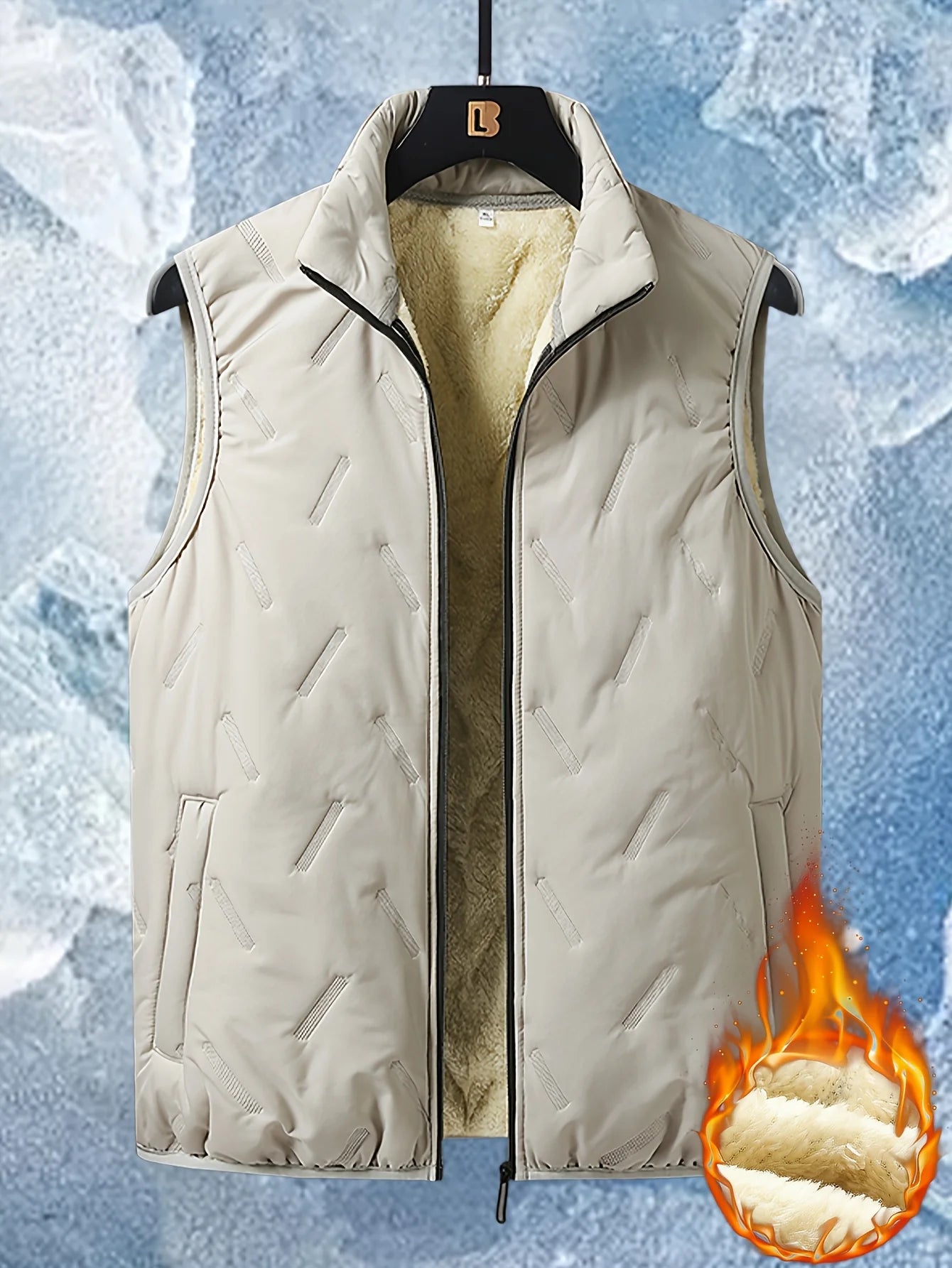 Autumn and Winter Fashion Men's Cotton Casual Multifunctional Plus Size Warm Standing Vest Sleeveless Top Collar Best Biker Duck