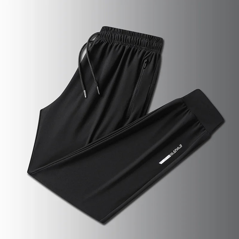 Plus Size 8xl Men Sports Pants Quick-Drying Men'S Trousers Joggers Sportswear Solid Ice Silk Sweatpants Male Elastic