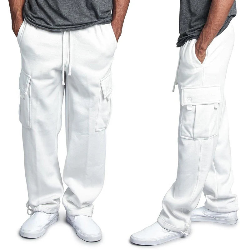 Mens Sweatpants Straight Fit Joggers for Sports and Streetwear Loose Oversized Drawstring Long Pants Men Multi-Pocket Pants
