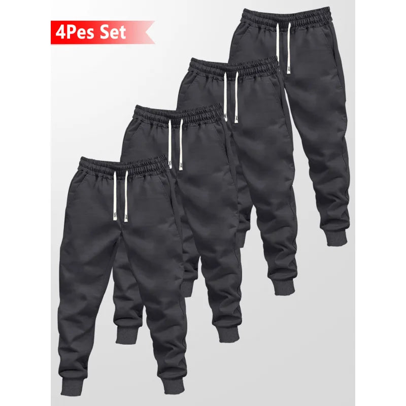 Four-Piece Clothing Casual Pants Loose Fit Men Y2k Man Clothes Trousers Autumn 2025 Elastic Waistband Men's Black Casual Pants