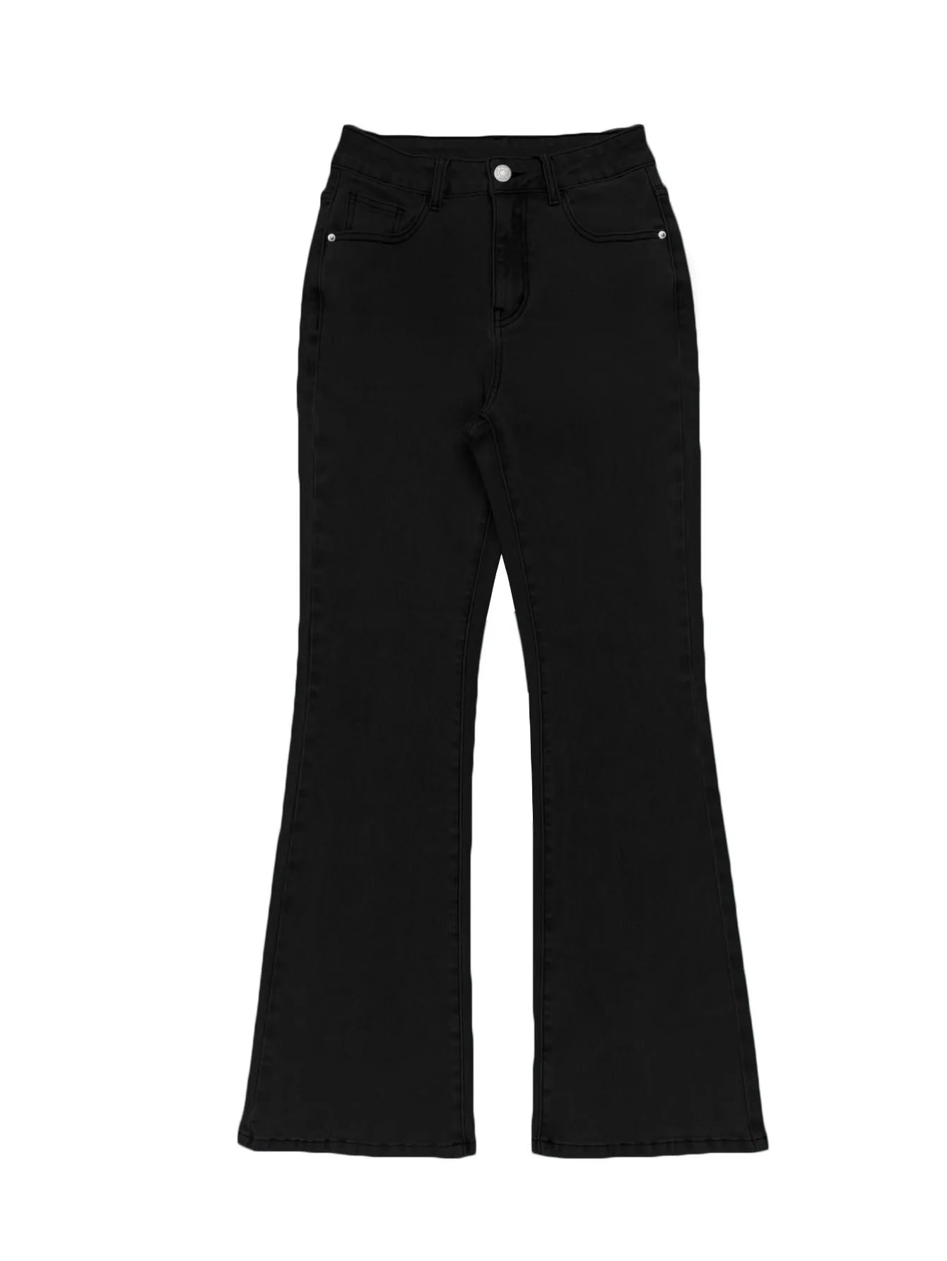 Men Jeans Boot Cut Solid Jean Wide Leg Denim Pant Distressed Washed Full Ankle Length Pockets Zipper Fly High Waist Basics