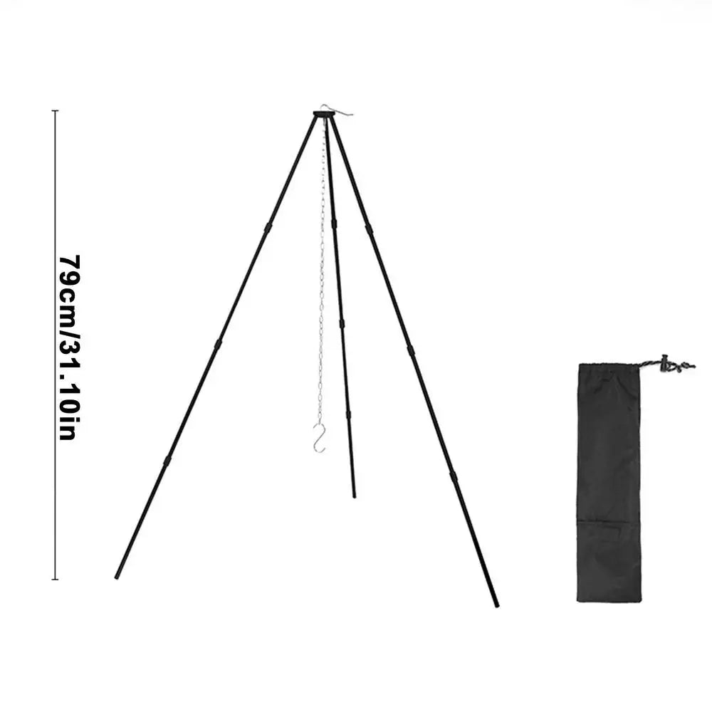 Outdoor Large Bonfire Tripod Portable Camping Picnic Campfire Cooking Pot Hanging Chain Triangle Support Stand Rack Accessories
