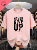 Men's 'Positive' Monogram Print T-Shirt Never Give Up Fashion Letter Graphic Casual Short-Sleeved Comfortable Top Goth T-shirts