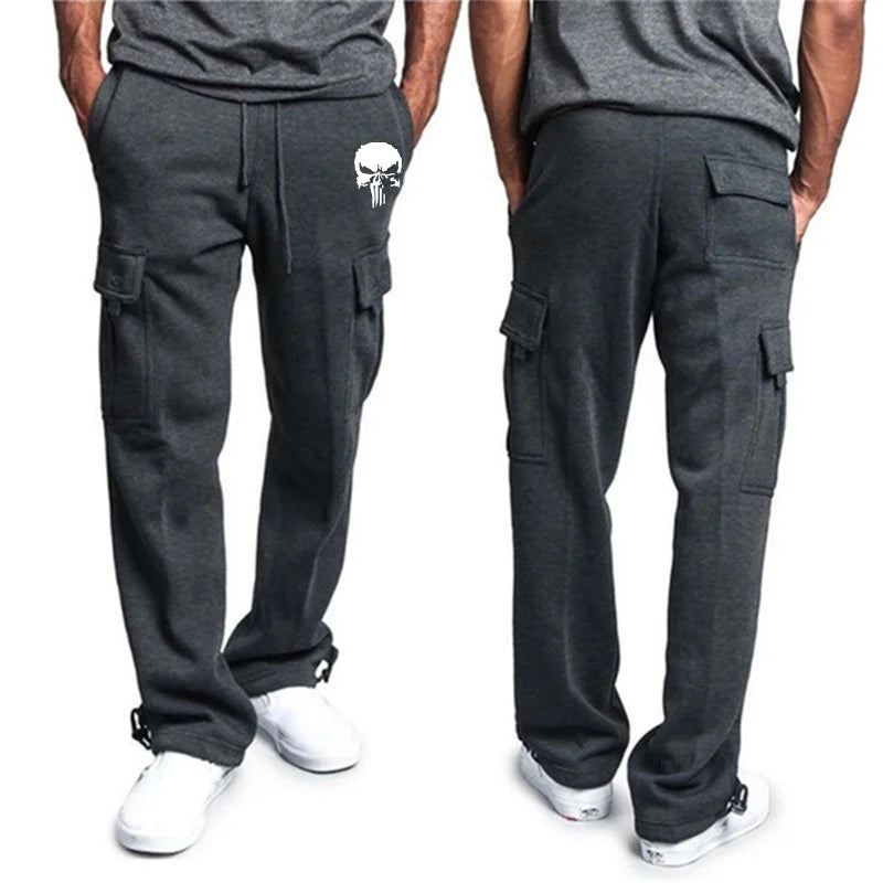 New casual pants men's loose straight large size clothing multi-function work pants black jogging pants casual men's pants