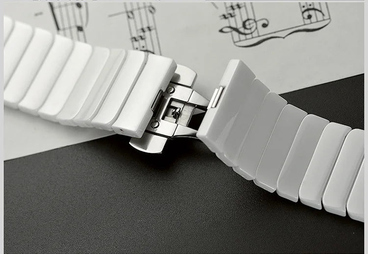 Ceramic Strap for Apple Watch Band 44mm 40mm 45mm 49mm 42mm 38 Stainless steel butterfly bracelet iWatch series 6 3 7 8 se ultra