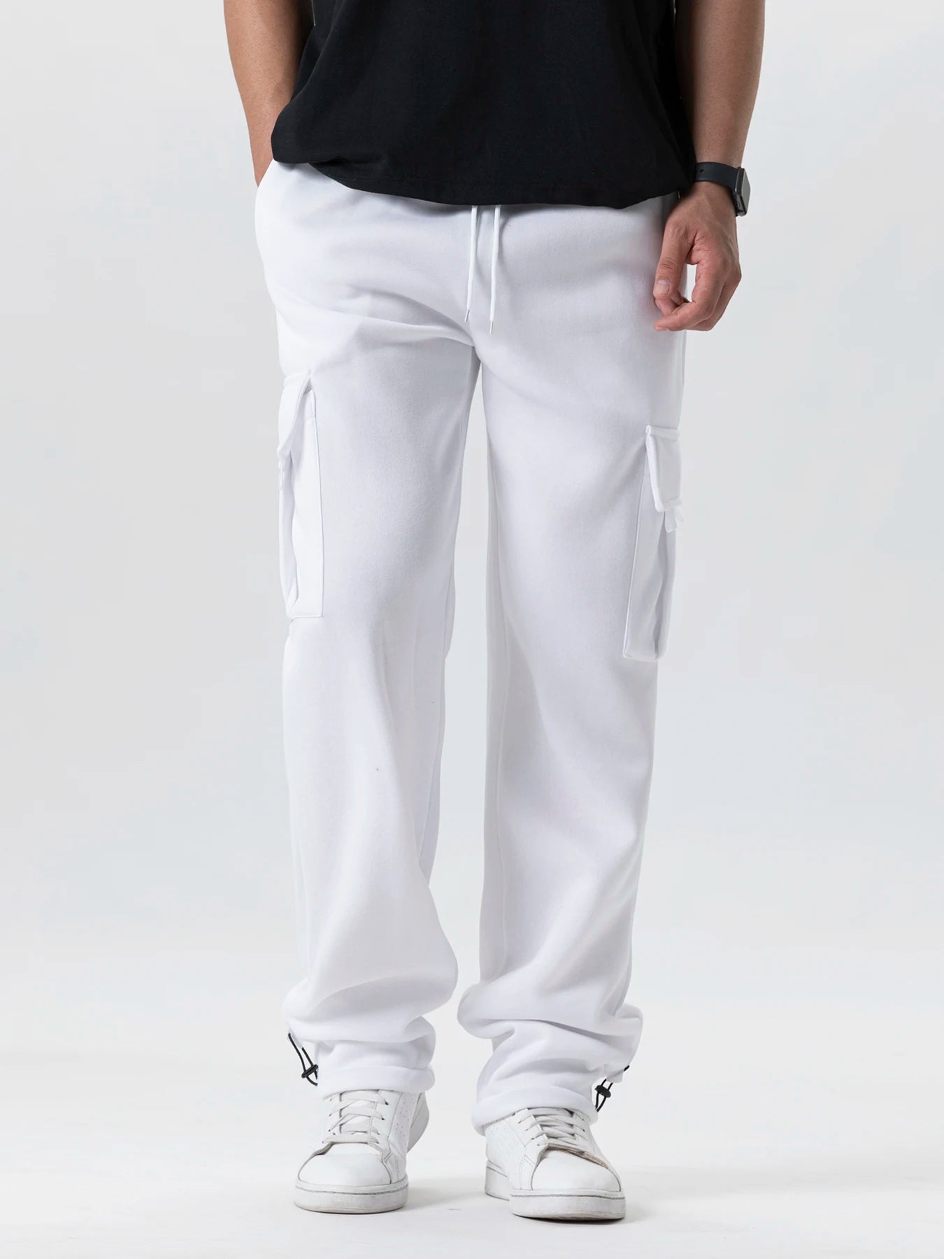 Mens Sweatpants Straight Fit Joggers for Sports and Streetwear Loose Oversized Drawstring Long Pants Men Multi-pocket Pants