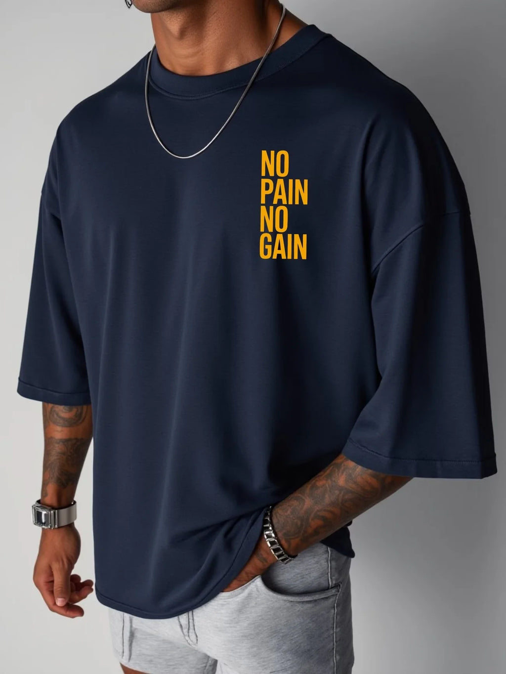 Men's Women NO PAIN NO GAIN GYM T Shirt Cotton Tee Streetwear Oversize Summer Sports Fashion Loose Top Short Sleeve Breathable