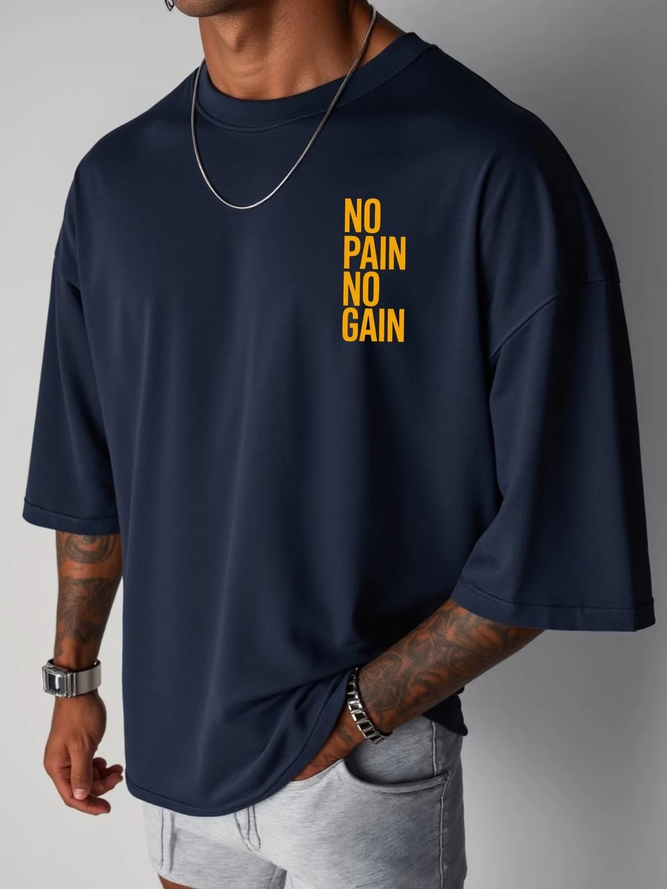 Men's Women NO PAIN NO GAIN GYM T Shirt Cotton Tee Streetwear Oversize Summer Sports Fashion Loose Top Short Sleeve Breathable