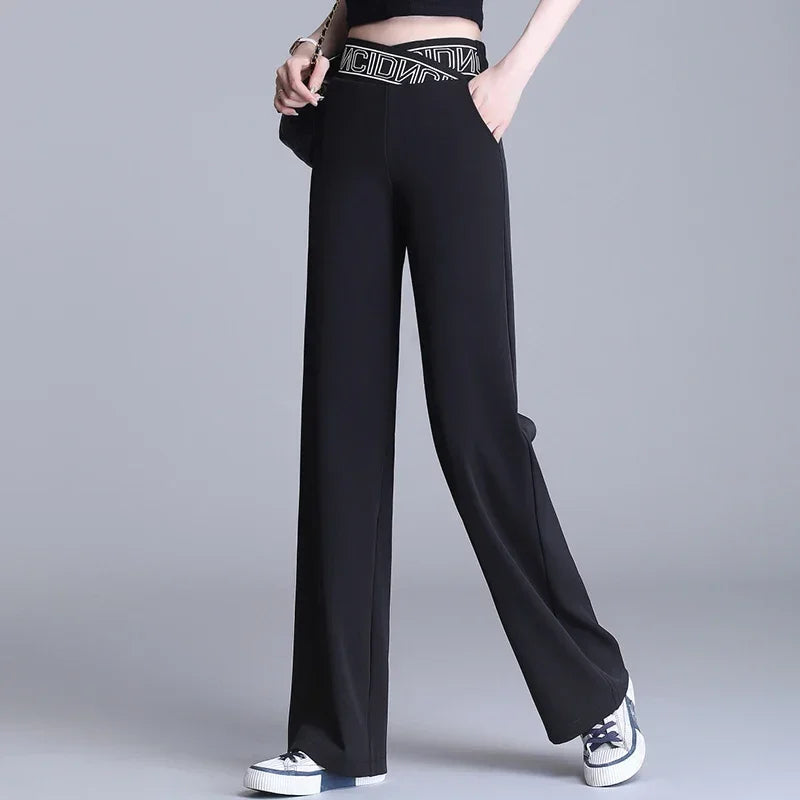 Women Wide Leg Pants Oversized 2025 Korean Fashion Clothing Sexy Bottoms Elegant High Waist Loose Y2k Black White Trousers XXXL