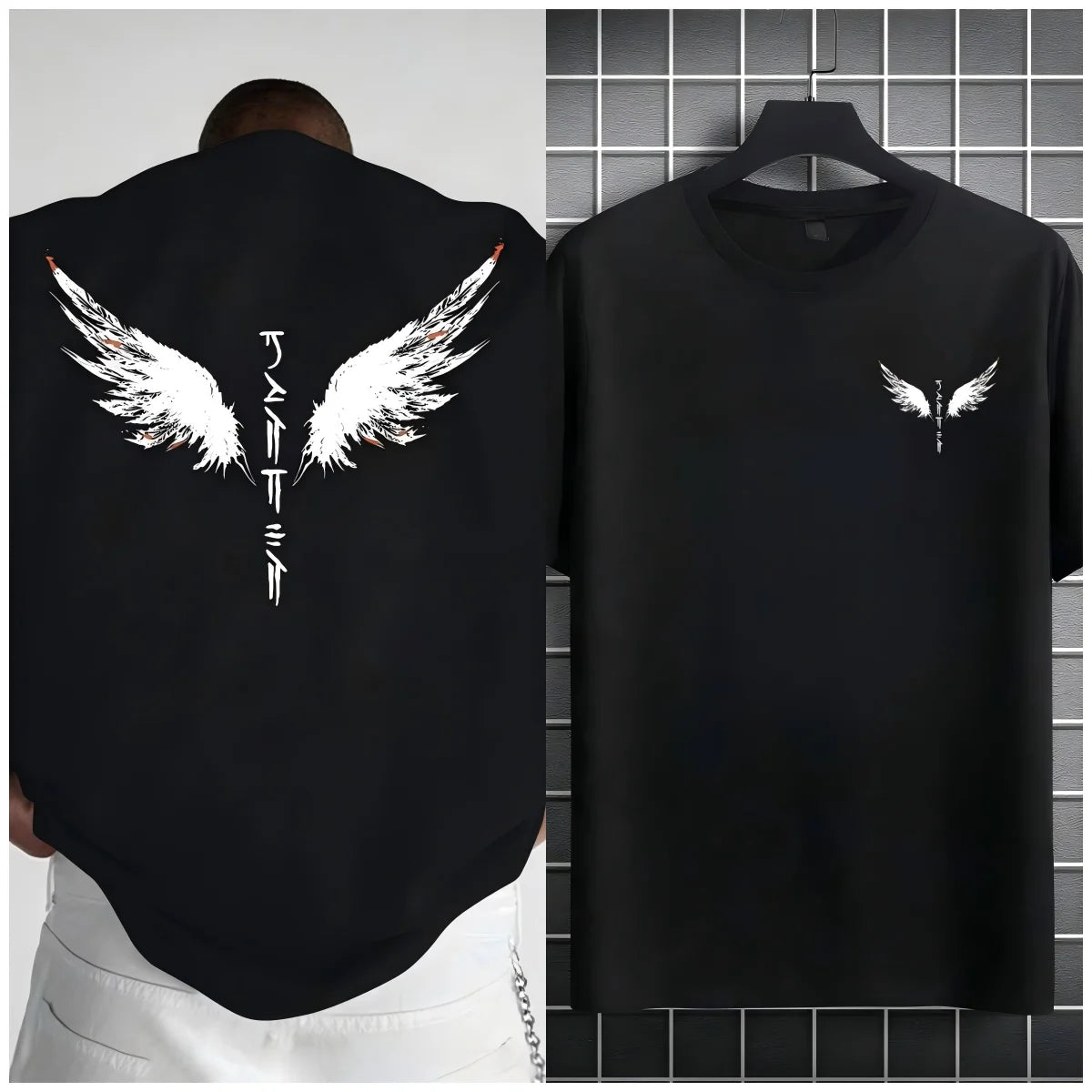 T-shirt Outdoor Street Fashion Top Minimalist Men's Summer New Wing Letter Print Soft and Breathable Round Neck