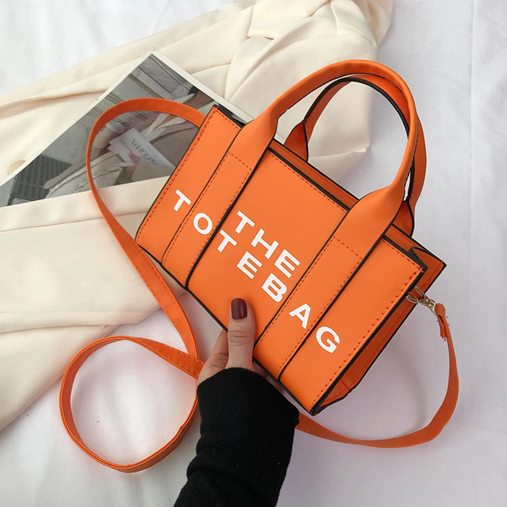 The Small Leather Tote Bag For Women Trendy PU Leather Handbag Casual Simple Adjustable Straps Female Satchel For Work Travel