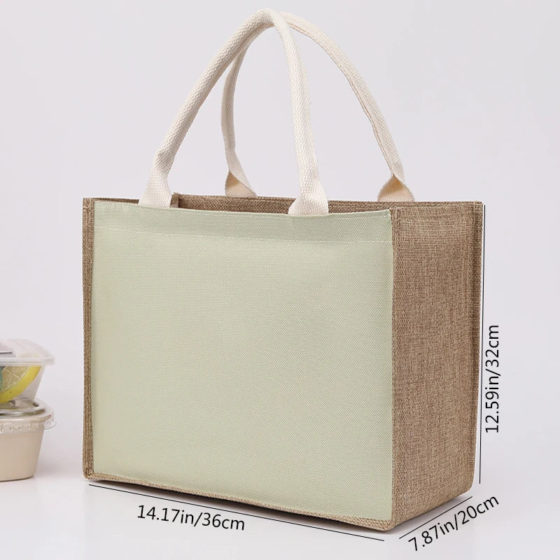 Blank DIY Painting Canvas Bags Hand Carrying Zipper Faux Linen Bags Solid Color Large Capacity Ladies Tote Shopping Bags
