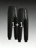 2-Pack Man Pants Clothing Casual Xl Black Men Y2k Clothes Sweatpants Black Sports Trousers Elastic Waistband Autumn Men Trousers