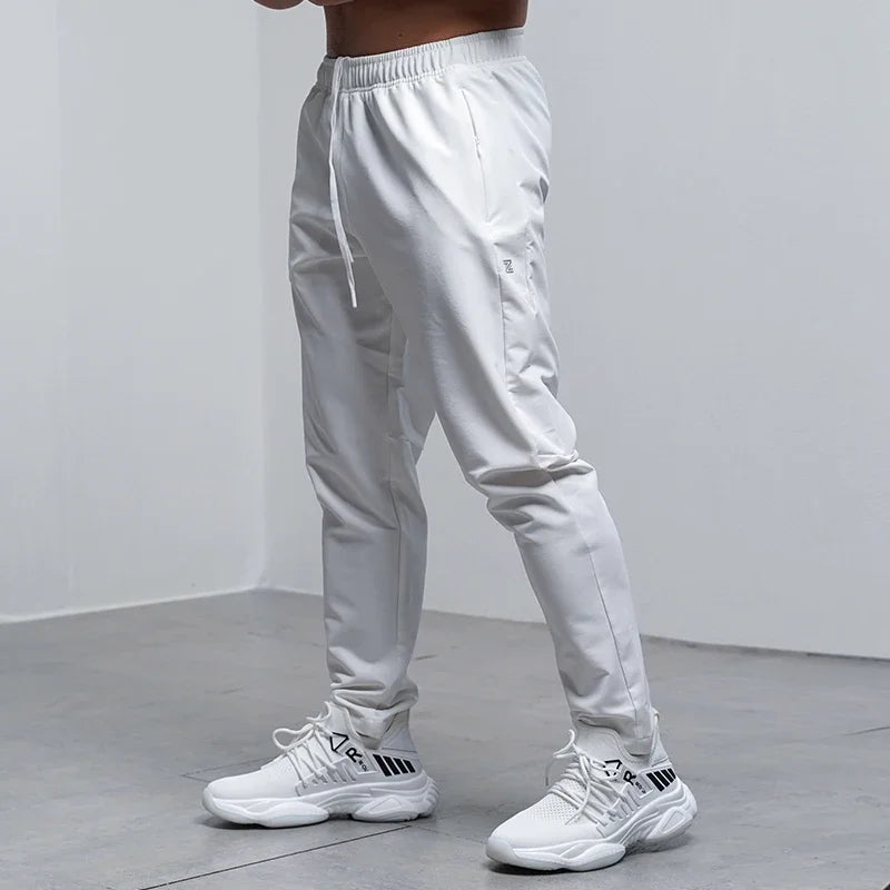 Breathable Loose Running Pants Men Autumn Winter Sport Training Gym Sportswear Elastic Waterproof Outdoor Zip Pocket Sweatpant