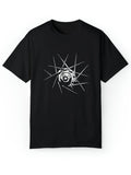 Men'S Casual Black T-Shirt with Geometric Camera Design - 100% Cotton, Short Sleeve, Round Neck