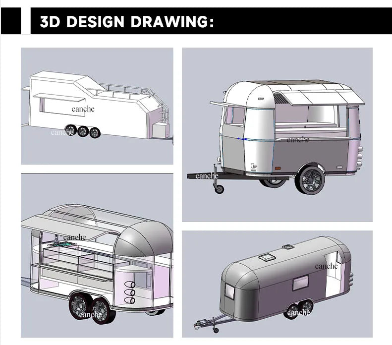 Street Sale use BBQ Food trailer Factory Mobile Pizza Food Truck stainless steel Outdoor Mobile Food Trailer