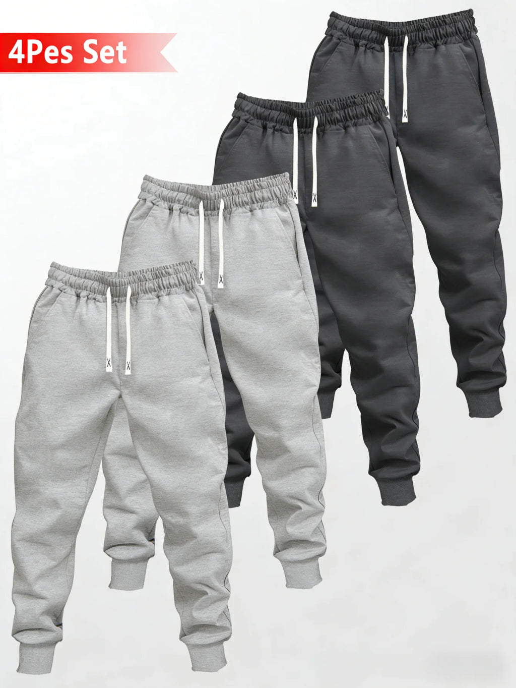 Four-Piece Clothing Casual Pants Loose Fit Men Y2k Man Clothes Trousers Autumn 2025 Elastic Waistband Men's Black Casual Pants